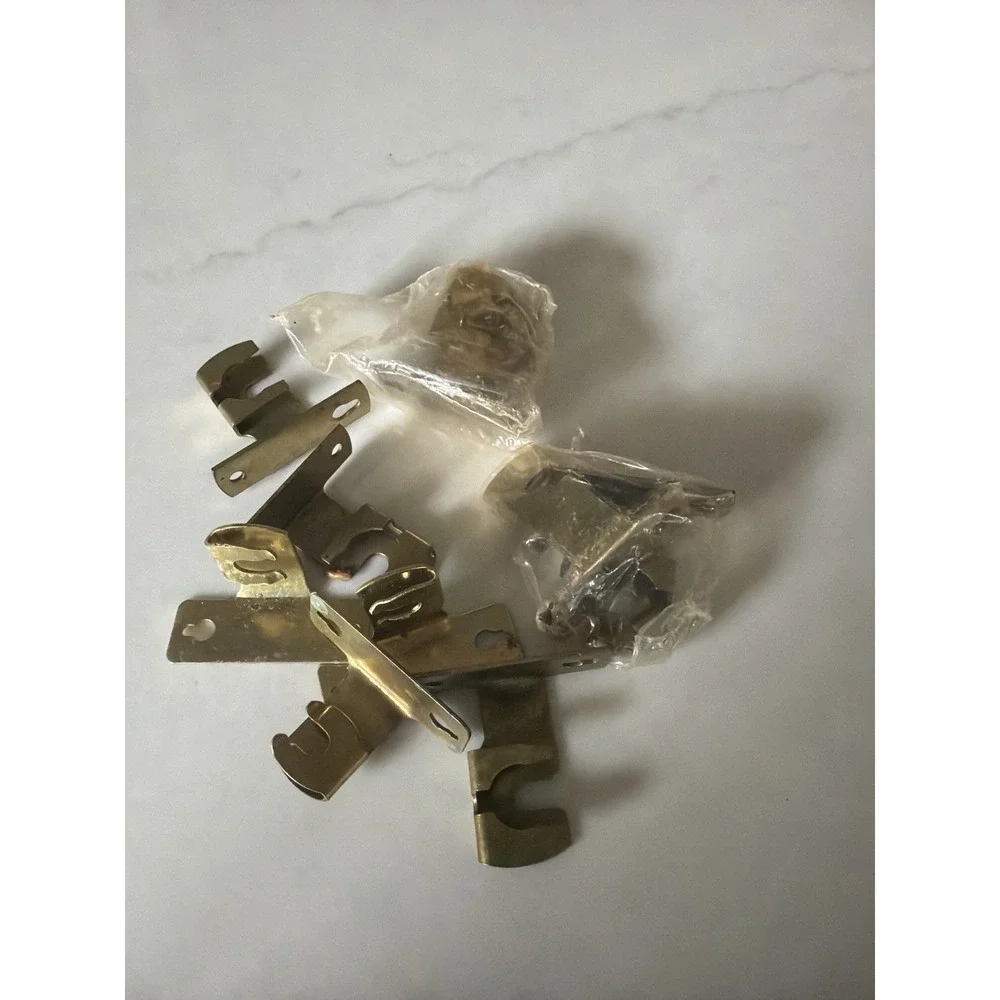 Vintage Lot 10 Brass Tone Wall Mount Clips Brackets Hardware House Repair
